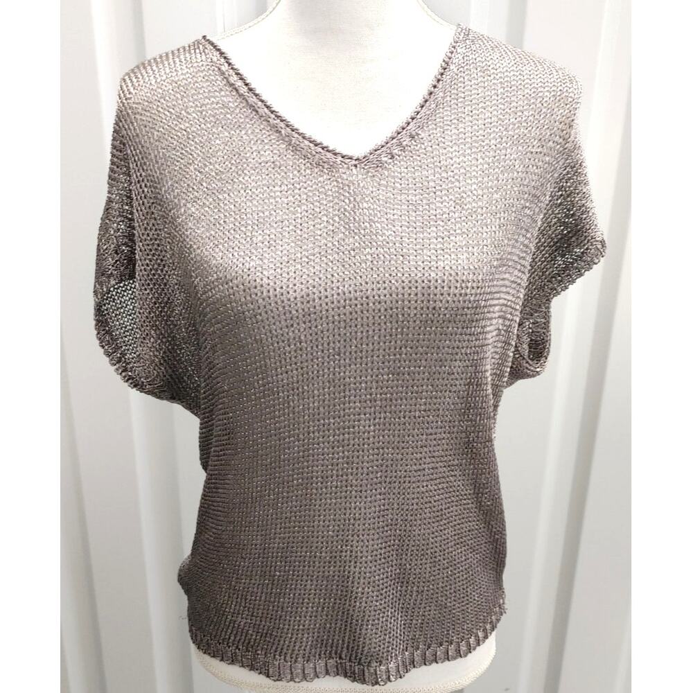 Mint Velvet Top Metallic made with Metallised Fibre Sz 12 Silver Metallic